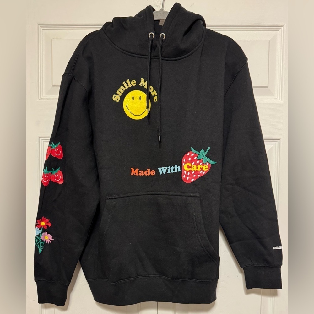 RSQ x Smiley Smile More Black Mens Hoodie Sz Medium
